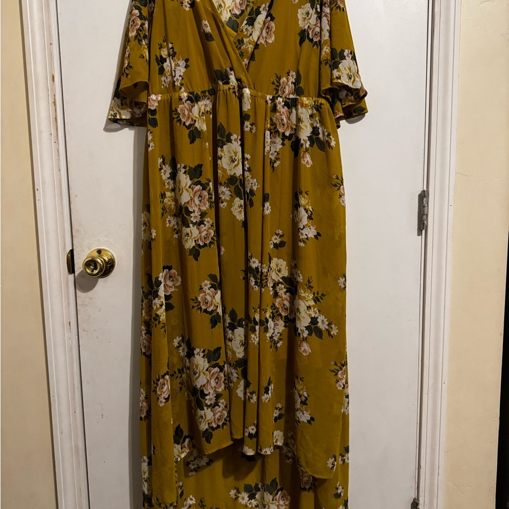 Torrid Yellow Flutter Sleeve Maxi Dress